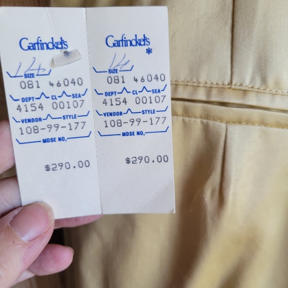 Vintage 80s Rebecca Moses pleated Front, cuffed trouser pants.Gold sheen, sz 14 - Picture 5 of 7